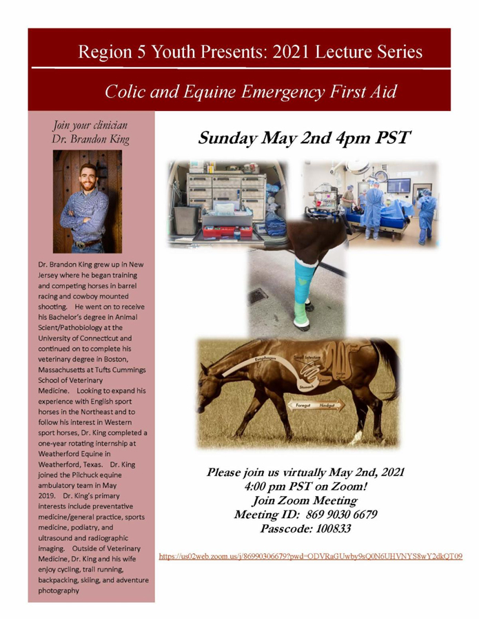 2021 Region5 Youth Colic and Equine Emergerncy First Aid Lecture